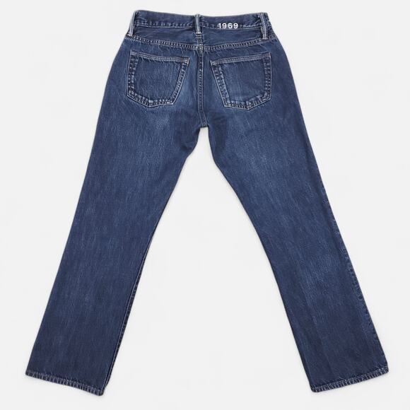 Gap 1969 Standard Jeans Mens 28x30 Blue Dark Wash Straight Leg Preppy Classic - Picture 2 of 11